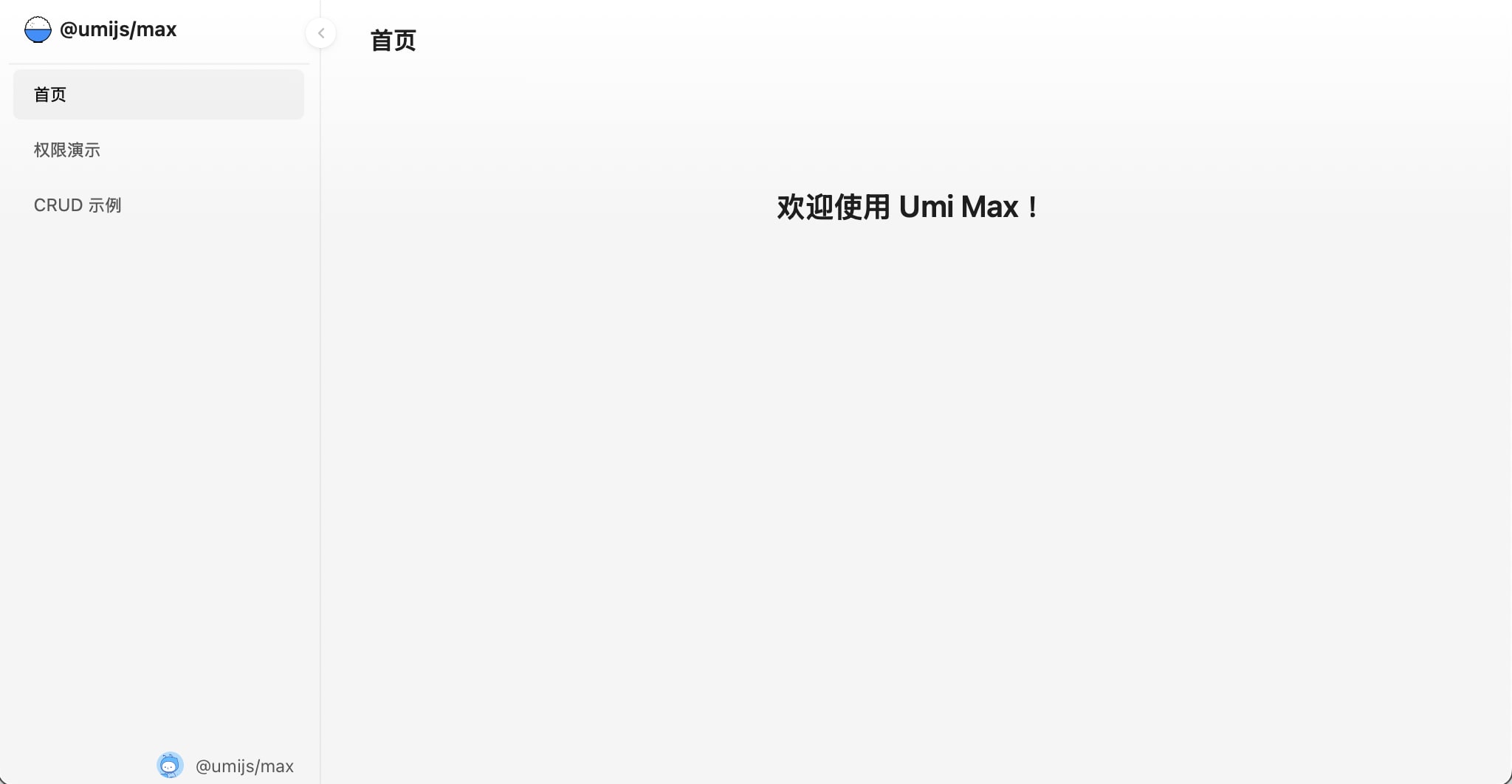 Resulting default template application UI