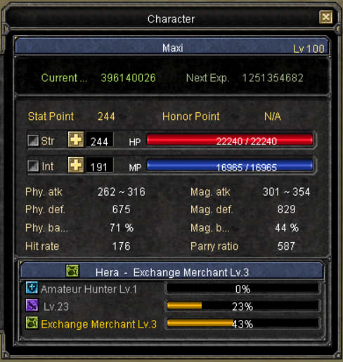 Gemini Trio Job levels and progress
