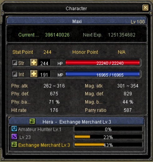 Gemini Trio Job levels and progress
