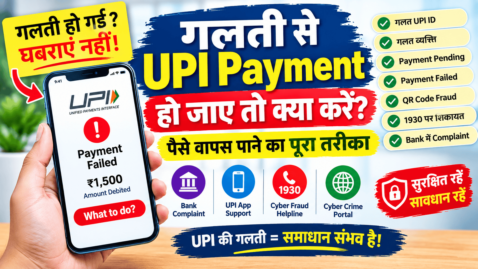 गलती से UPI Payment हो जाए तो क्या करें