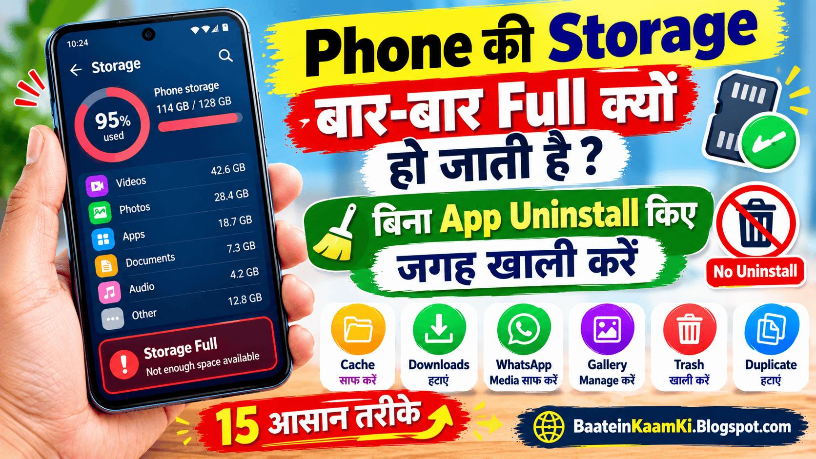 Phone की Storage बार-बार Full क्यों हो जाती है? बिना App के Space खाली करें