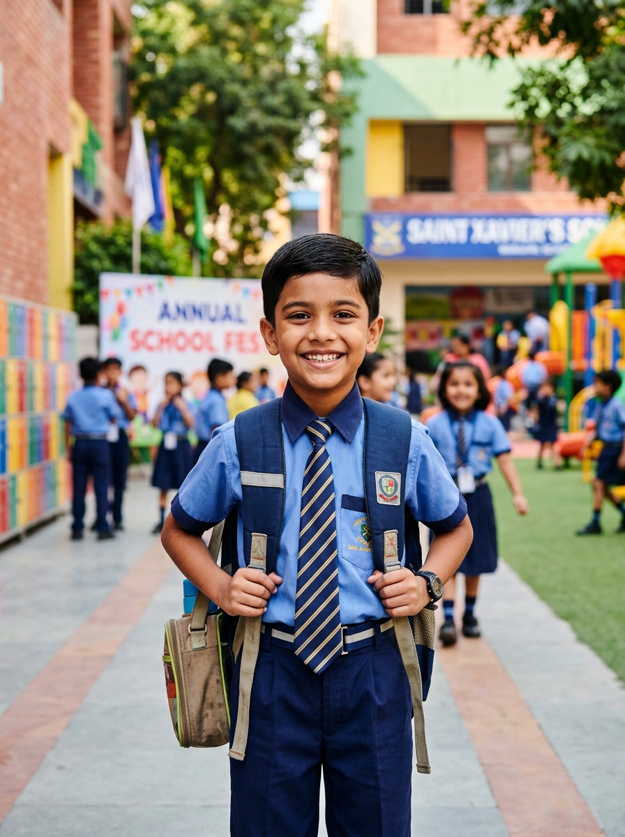 Merit School Student with Backpack
