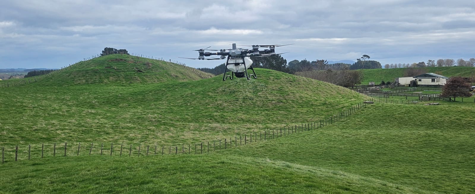 Aerial view of pasture management spray run