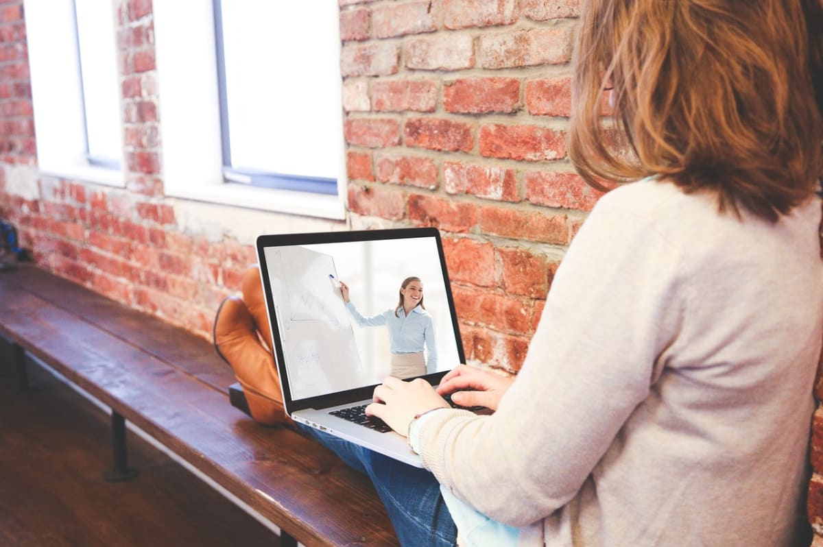 Student video call laptop