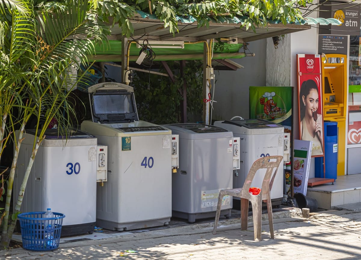 Laundry shop washing machines