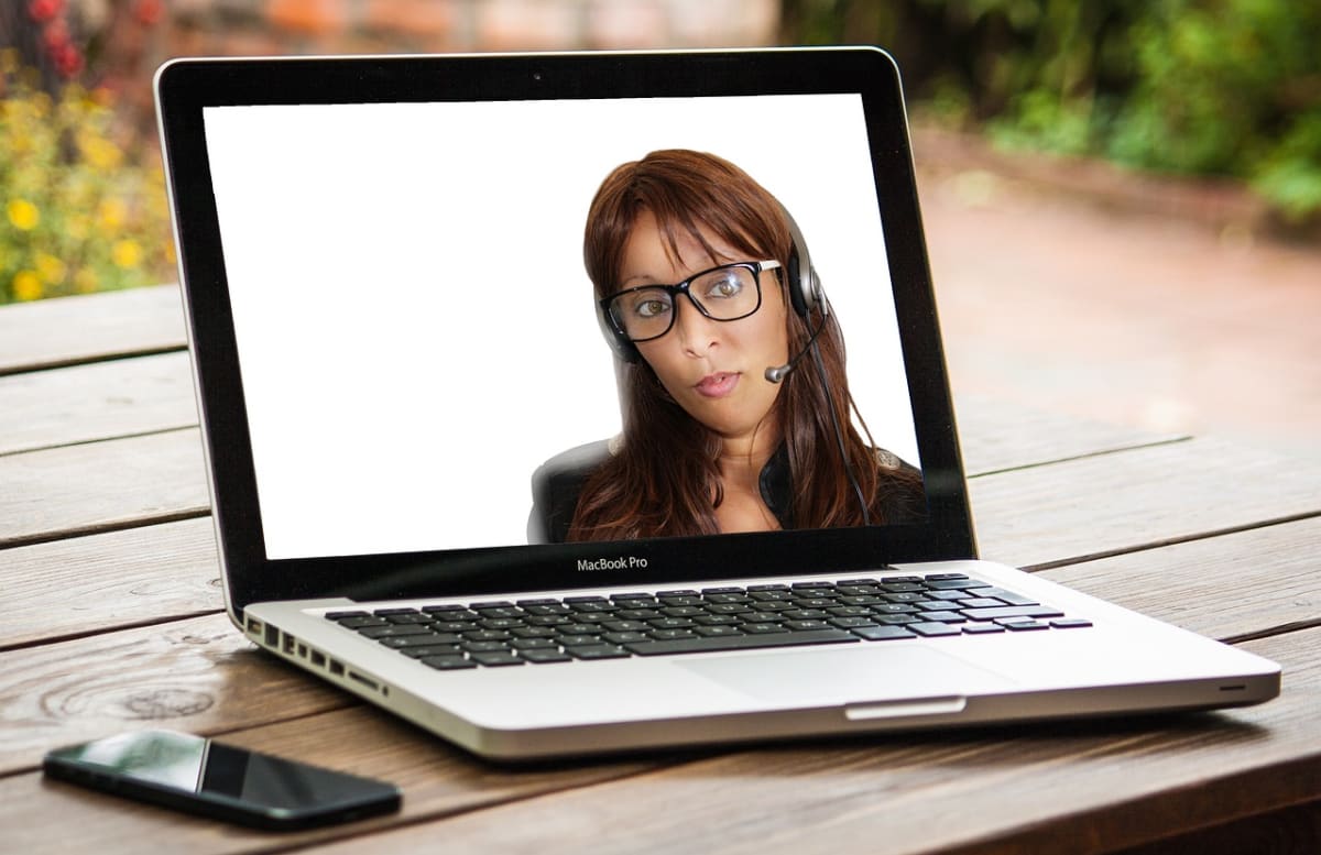 Freelancer laptop video call