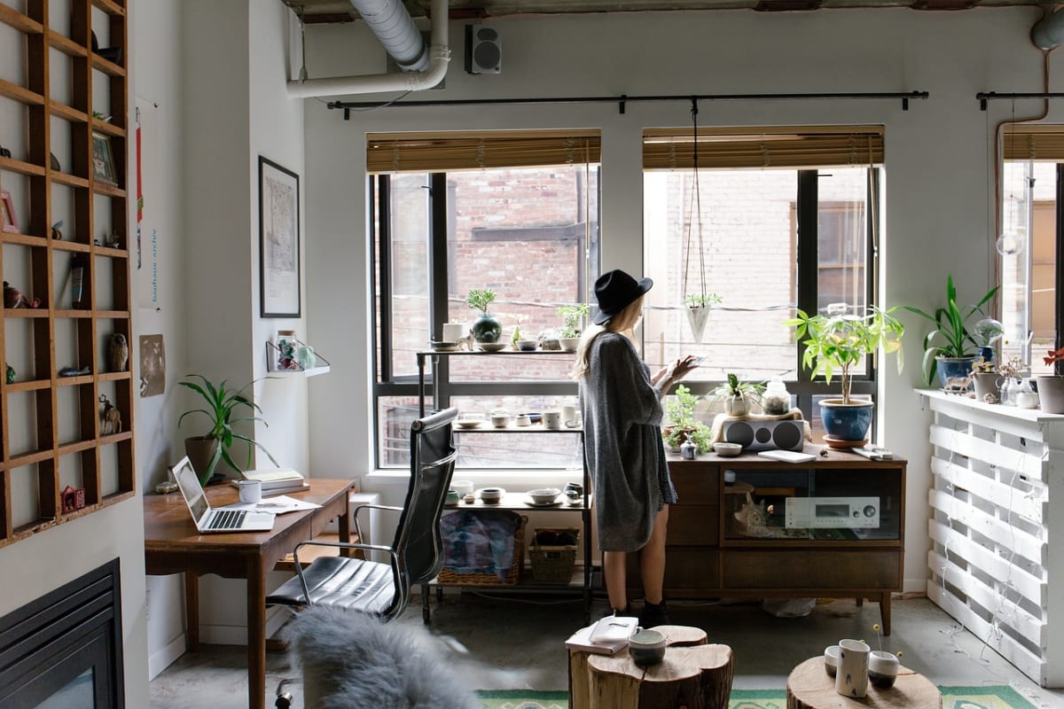 Woman laptop home desk