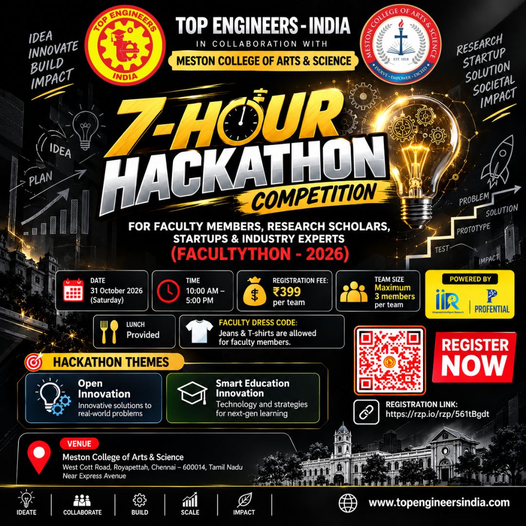 7-Hour Hackathon Competition for Faculty Members, Research Scholars, Startups & Industry Experts (Facultython - 2026) banner