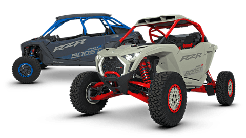 Two Polaris RZR side-by-sides