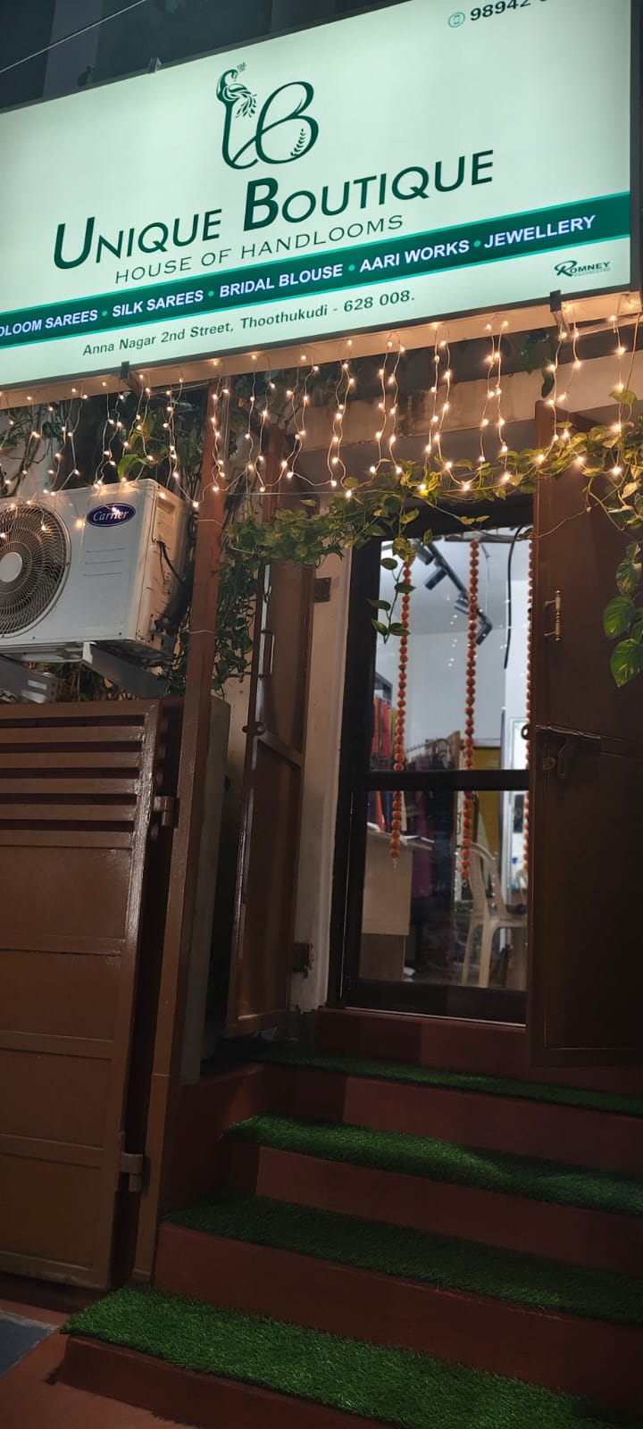 Unique Boutique storefront on Anna Nagar 2nd Street, Thoothukudi
