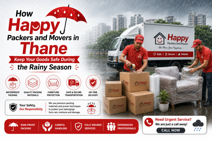 Household goods wrapped in waterproof sheeting during the monsoon