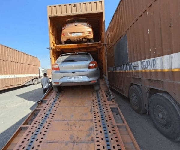 Cars loaded on a carrier truck for interstate transport