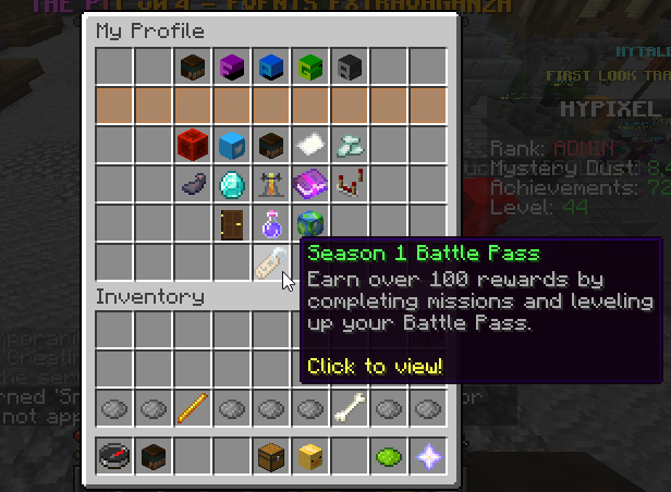 プロフィール画面下部にBattle Passメニューのアイコンがあります