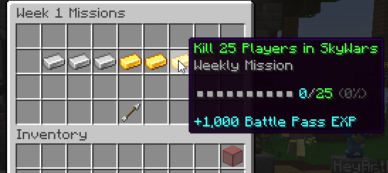 ウィークリーミッションの例:SkyWarsで25キルする