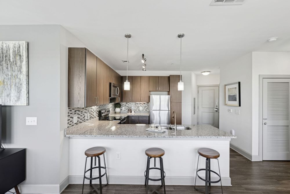 Cozy kitchen at One Metrocenter in Nashville, Tennessee