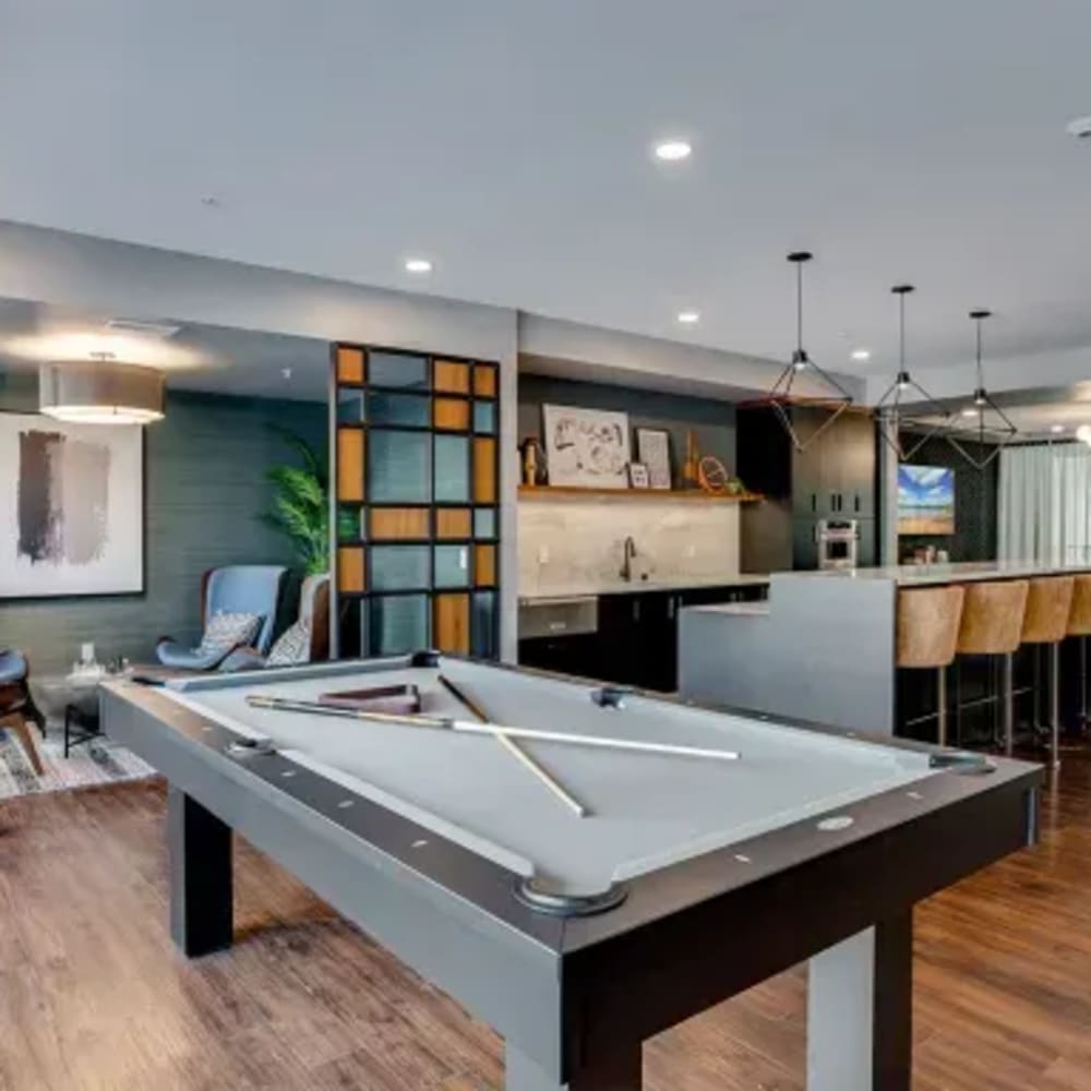Billiard room at Marquee Living in Minneapolis, Minnesota