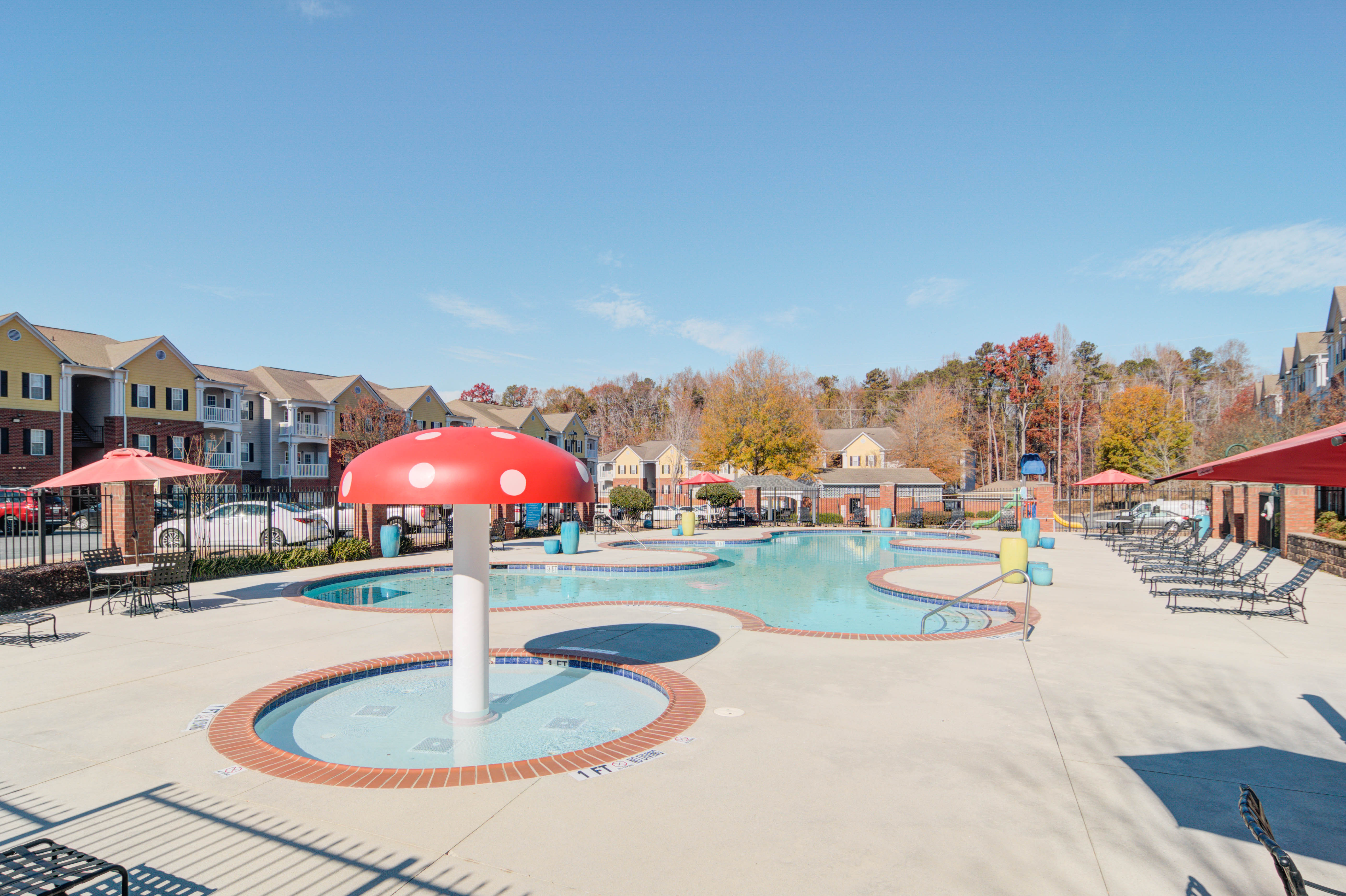 The sparkling swimming pool at Villas at Princeton Lakes in Atlanta, Georgia