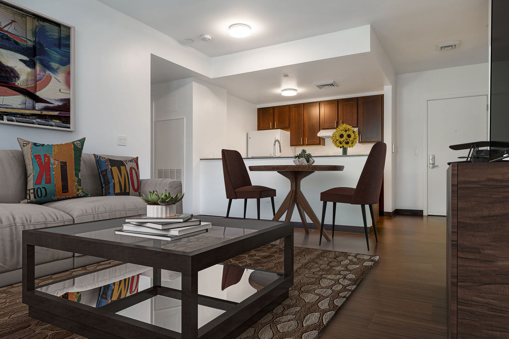 Dinning area with celling light at 61 Heath in Jamaica Plain, Massachusetts