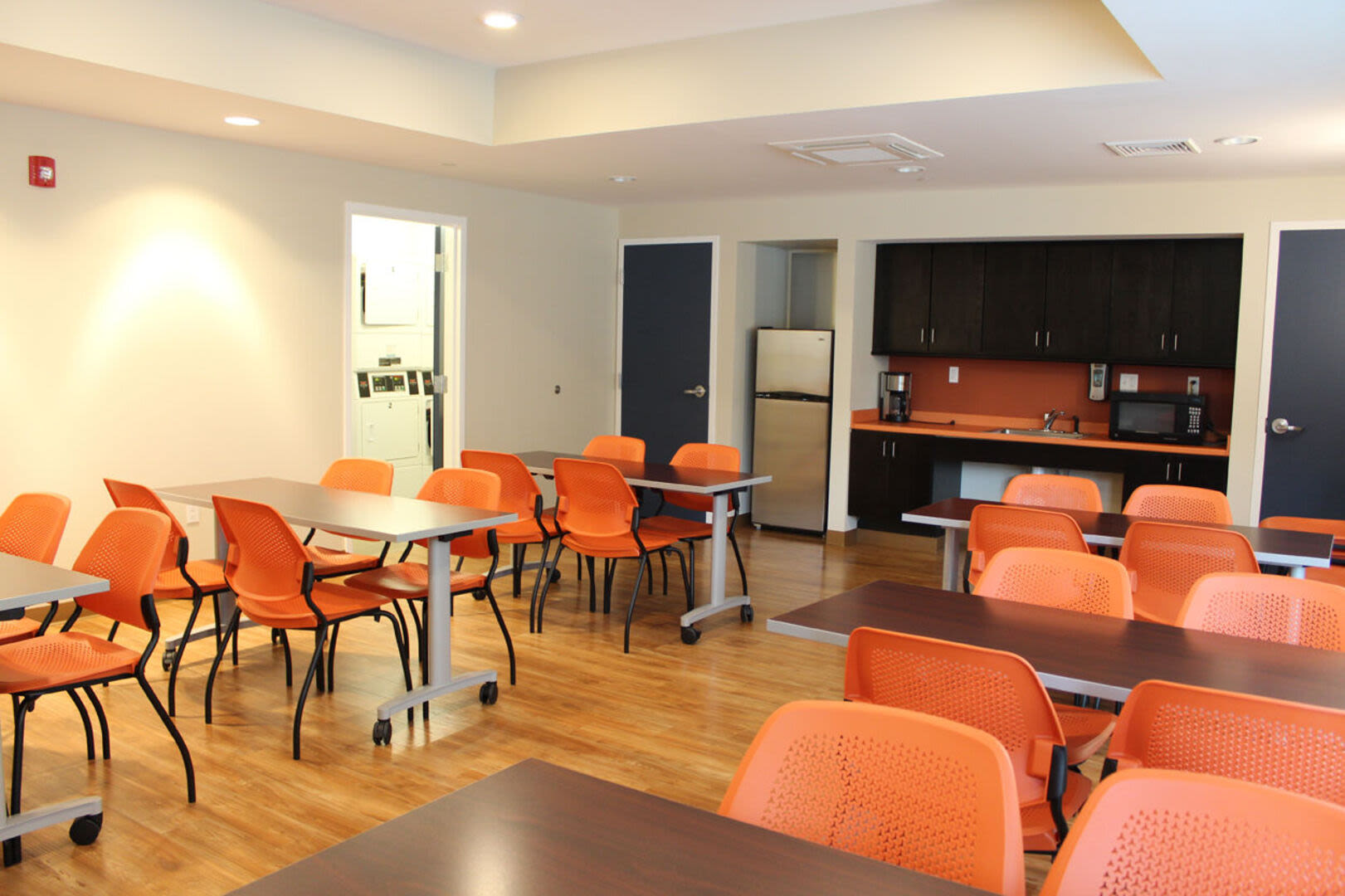 Community dinning space at 75 Amory in Boston, Massachusetts