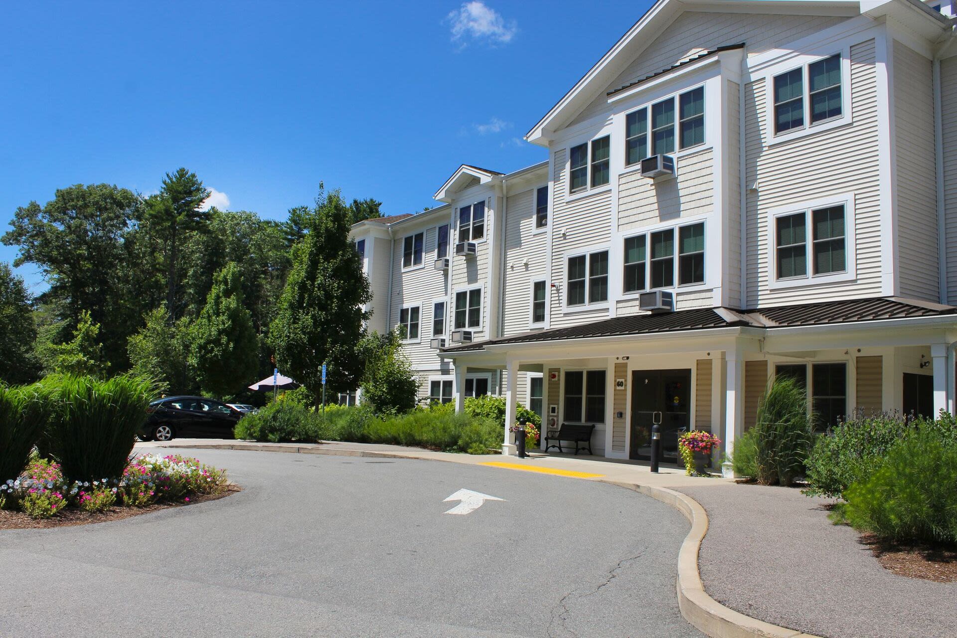 Exterior view of community at Barstow Village in Hanover, Massachusetts