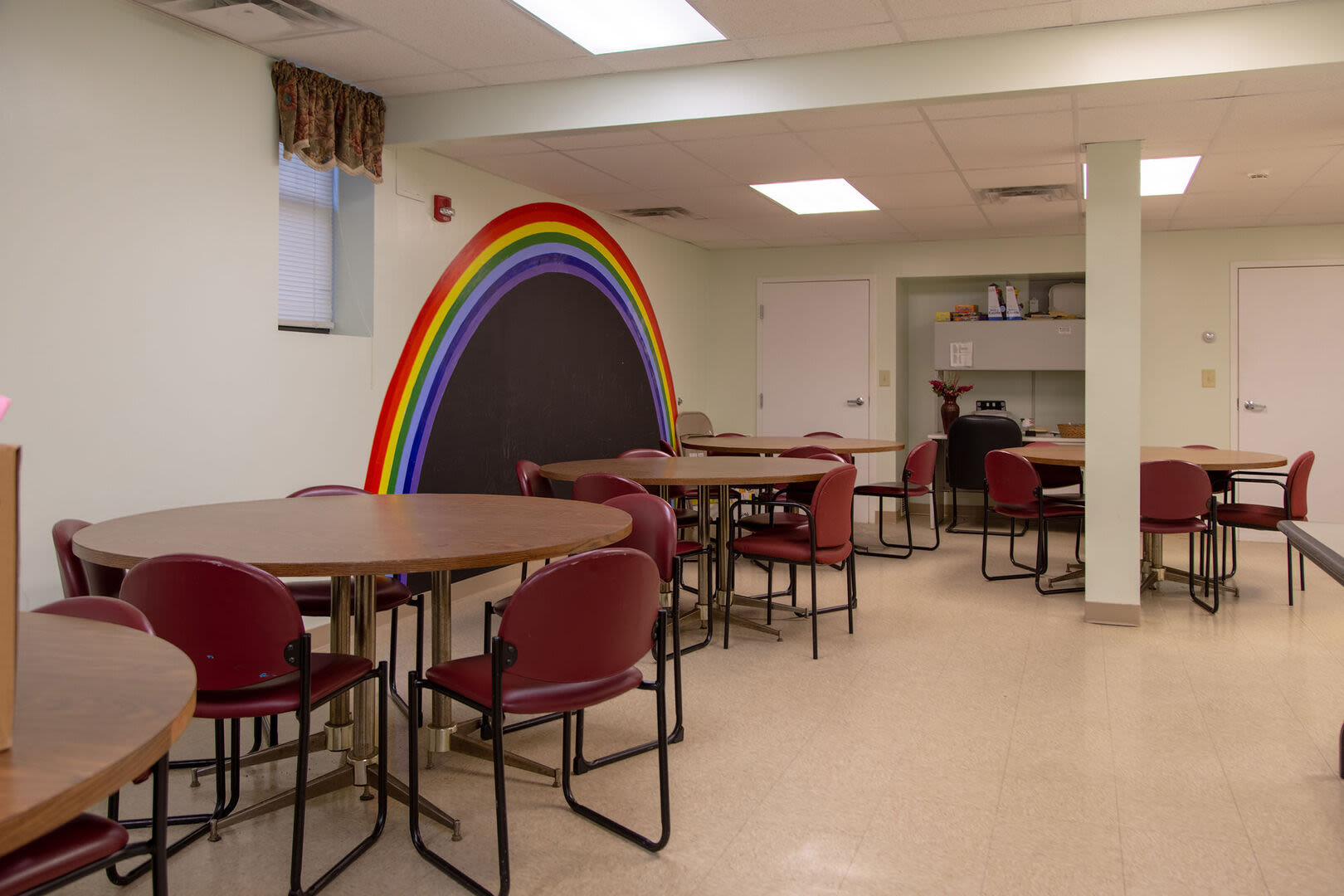 Community gathering area at Blue Elm United Estates in Dorchester, Massachusetts