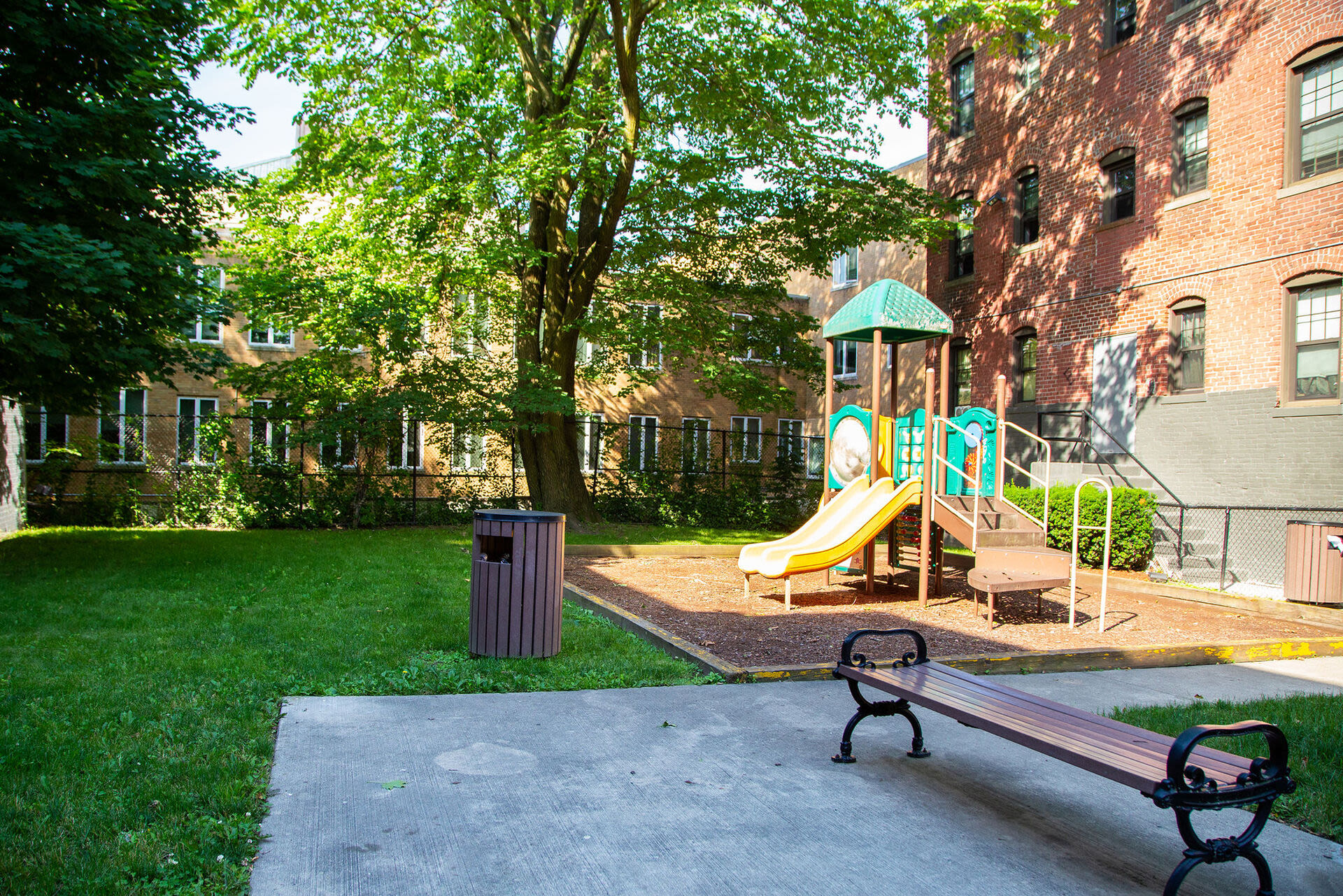 Neighborhood kids play park at Blue Elm United Estates in Dorchester, Massachusetts