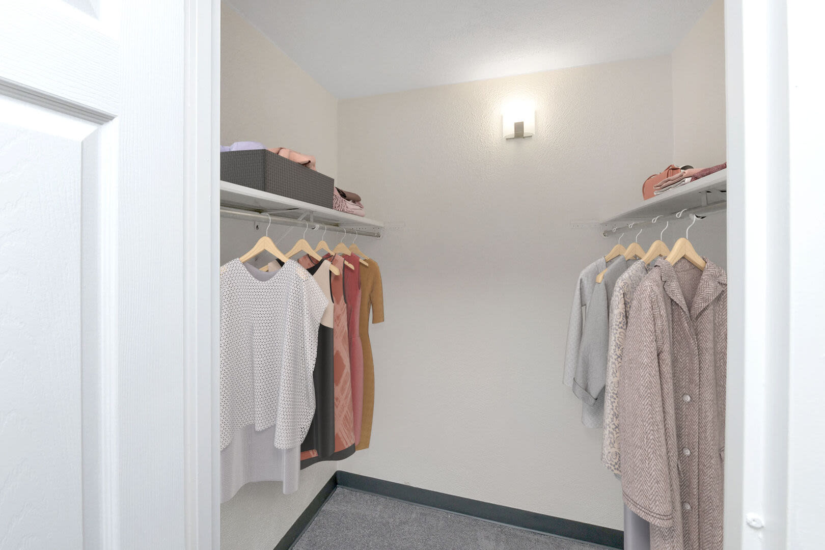 In-home walk-in closet at Braintree Village in Braintree, Massachusetts