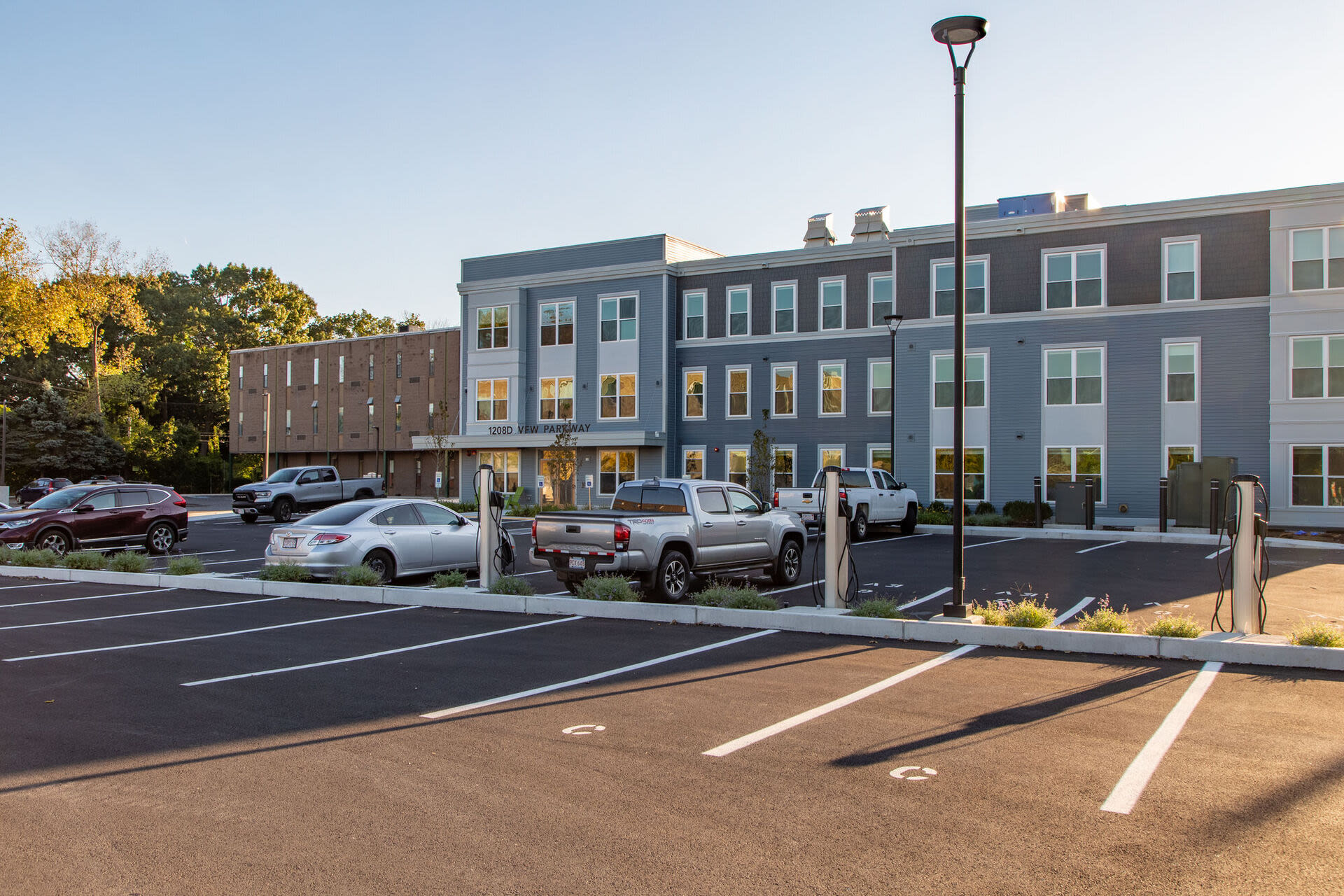 Exterior view of an apartment with parking space at Parkway 1208 in West Roxbury, Massachusetts
