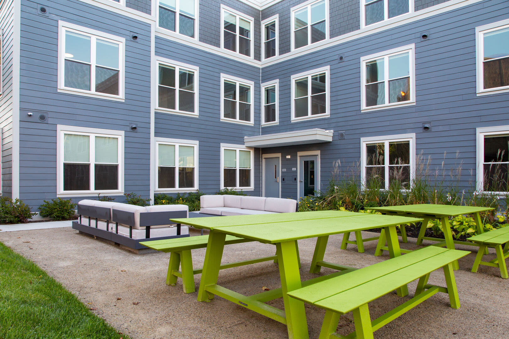Outdoor patio at Parkway 1208 in West Roxbury, Massachusetts