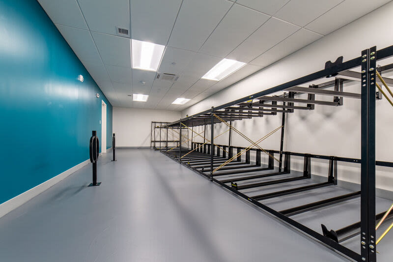 A spacious bike storage room at Parkway 1208 in West Roxbury, Massachusetts