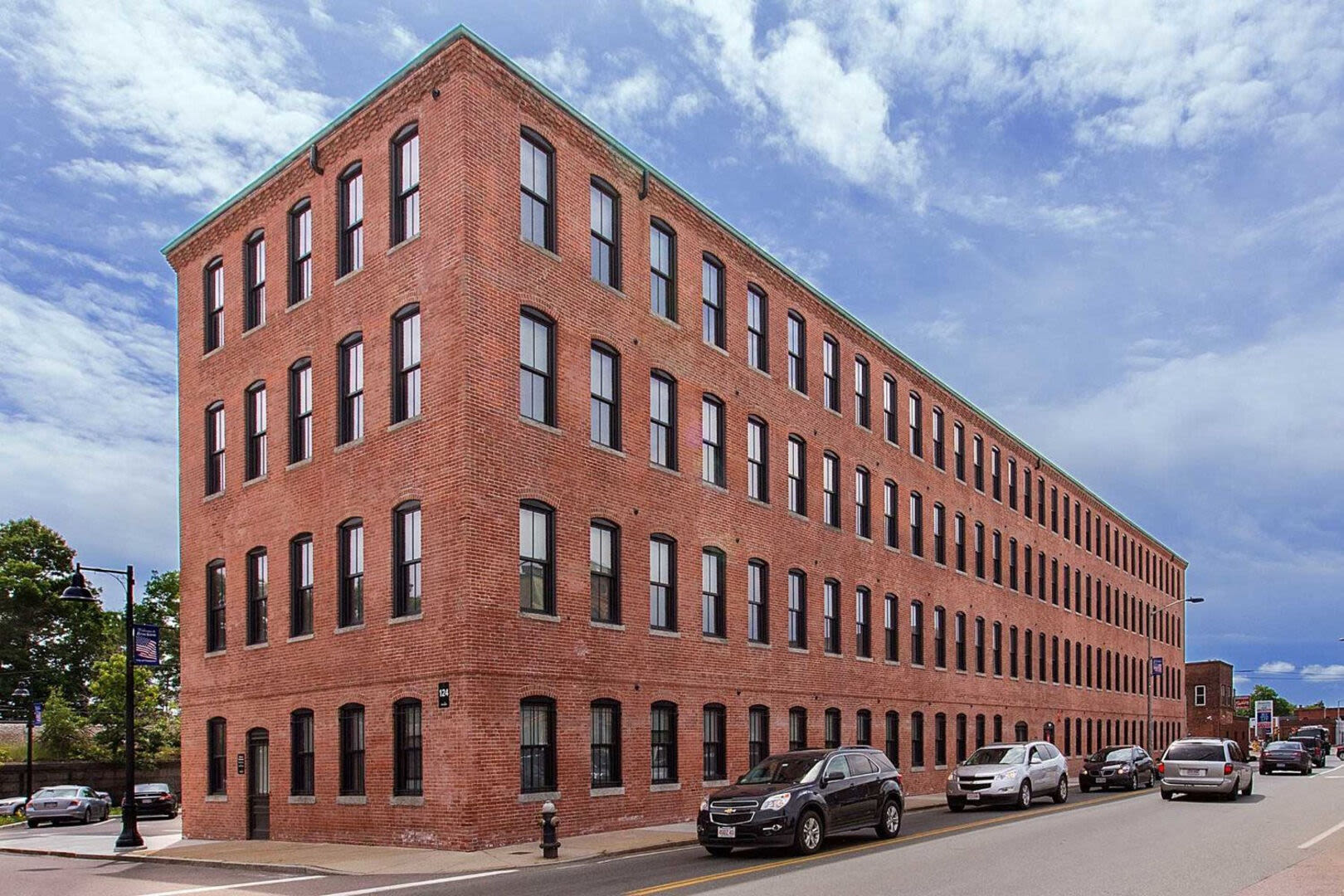 External view of an apartment at Station Lofts in Brockton, Massachusetts