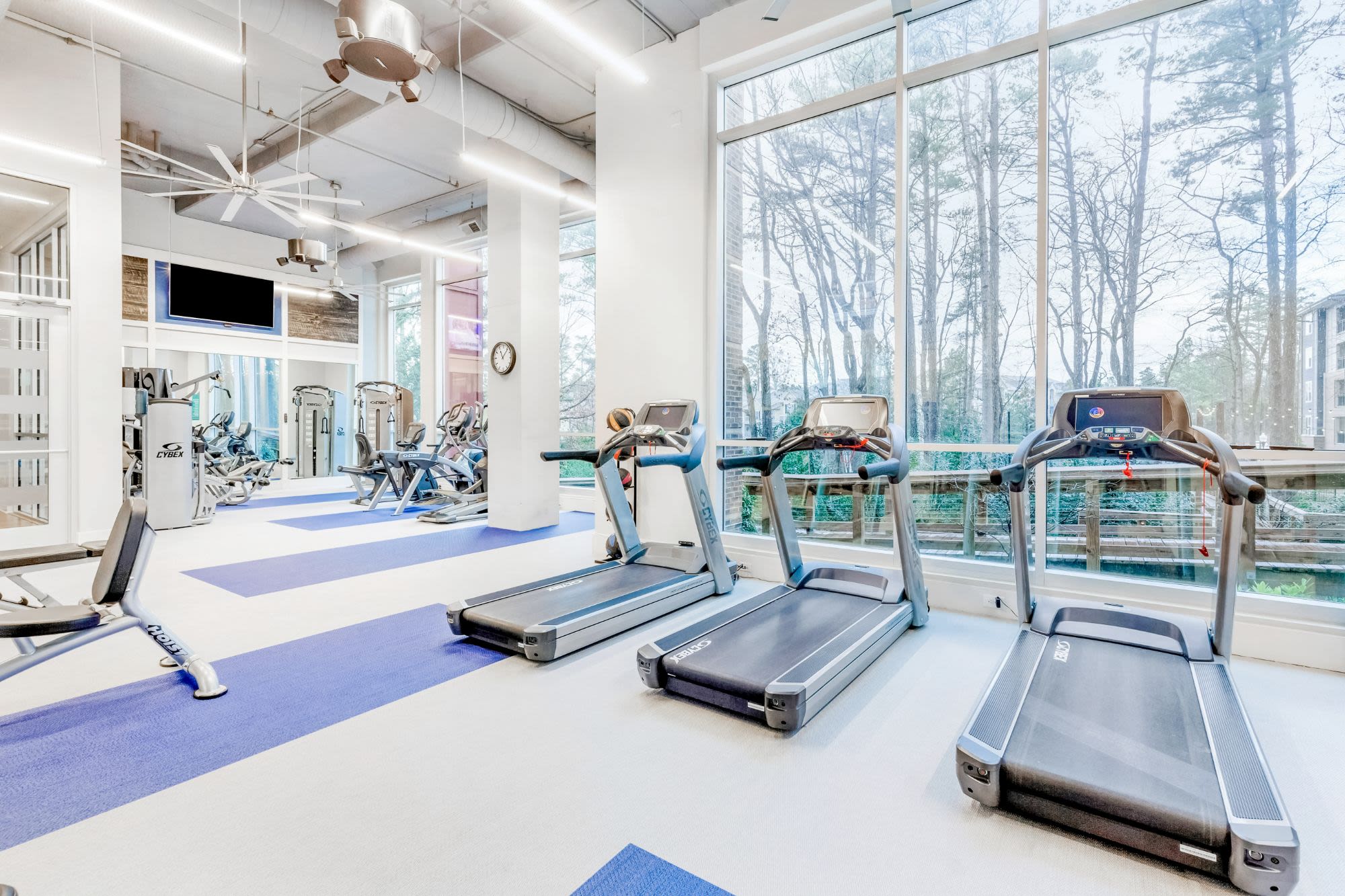 Gym at The Flats Exchange on Erwin Apartments