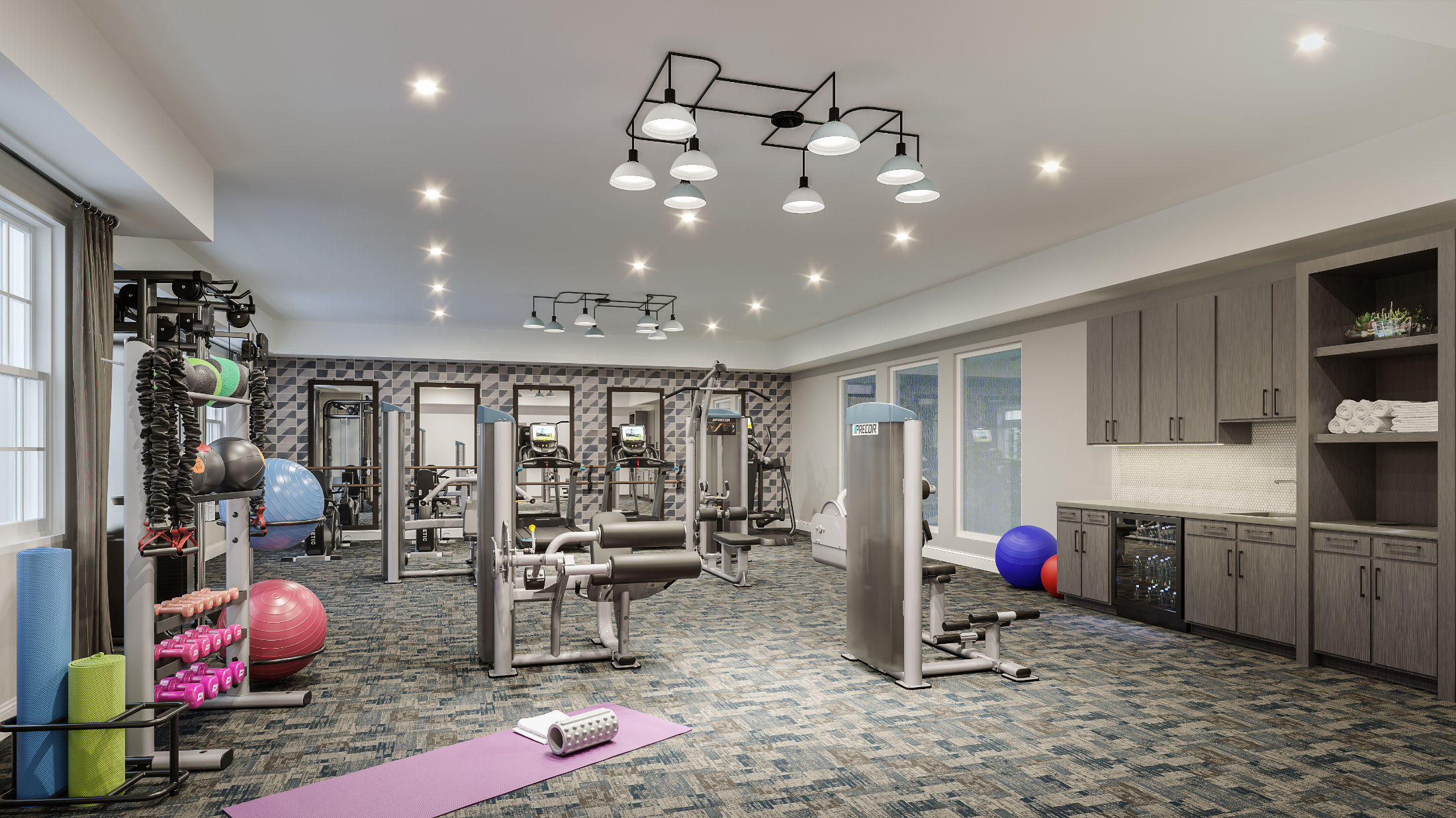Well equipped fitness studio at Monark Grove Clarkston in Clarkston, MI