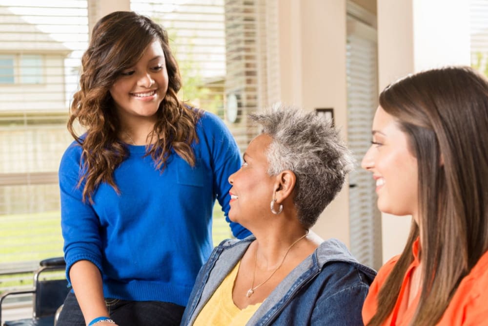 Family visits resident at Carrington Assisted Living in Green Bay, Wisconsin.