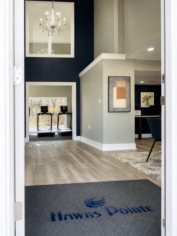 Clubhouse entry at Hawks Pointe in Lawrence, Kansas