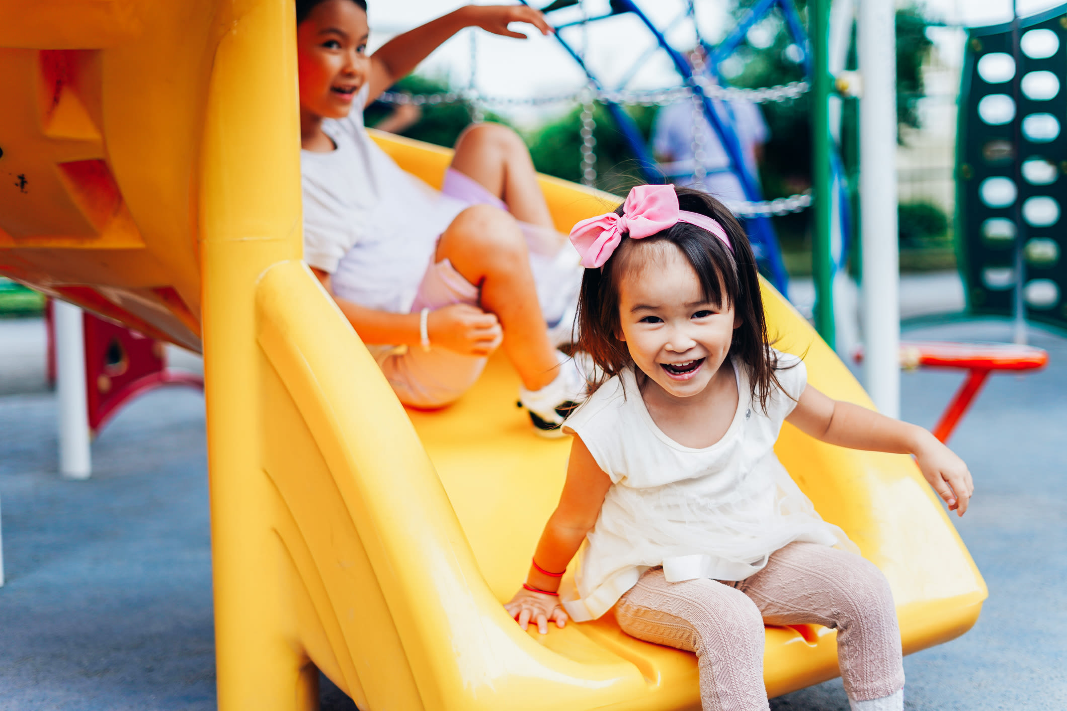 Kids having fun in playground at The Commons in Bensalem, Pennsylvania