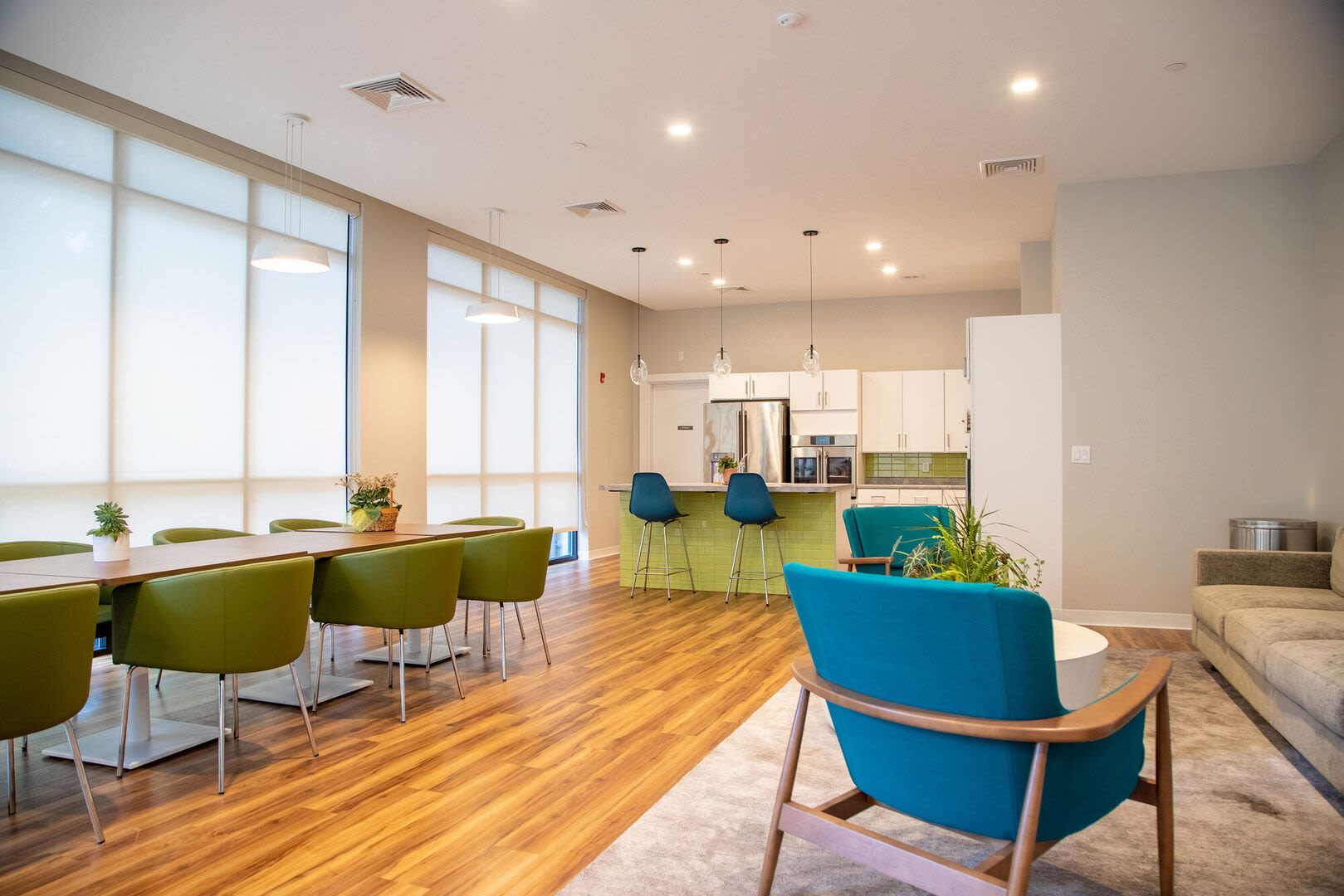 Clubhouse kitchen at Hearth at Four Corners in Dorchester, Massachusetts, 