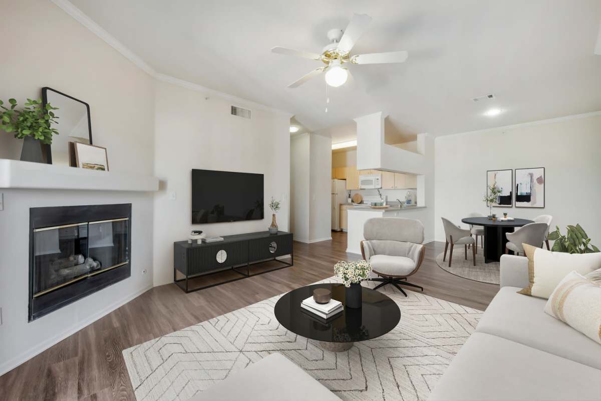 Apartment with fireplace at Ranchstone Apartment Homes, Parker, Colorado