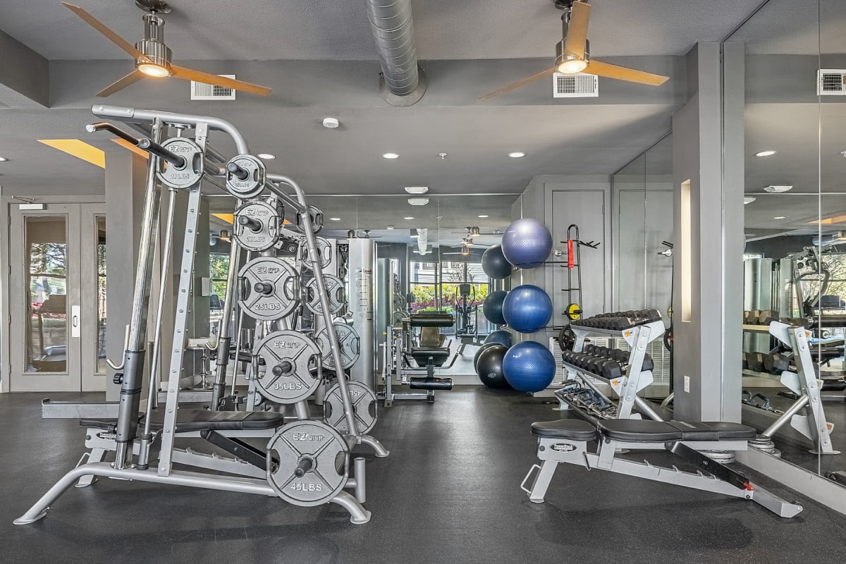 Fitness center at The Marquis of State Thomas in Dallas, Texas