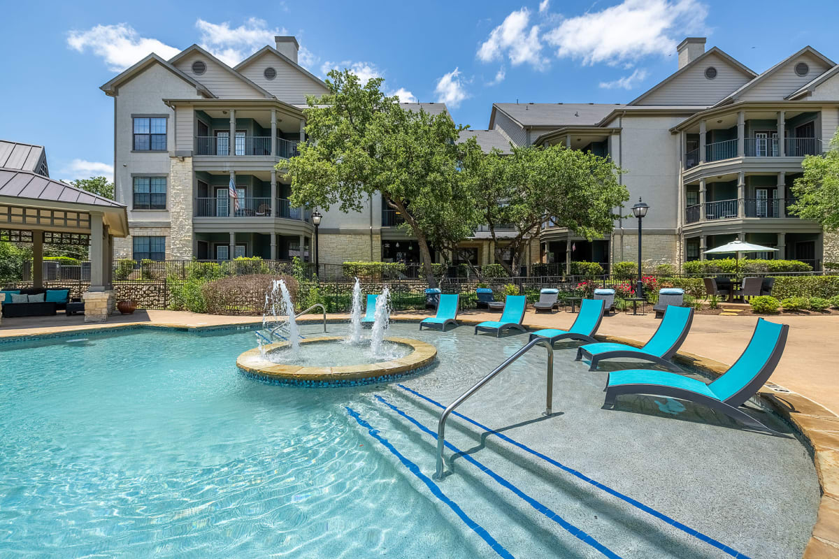 Swimming pool next to gazebo at The Marquis at Brushy Creek in Austin, Texas