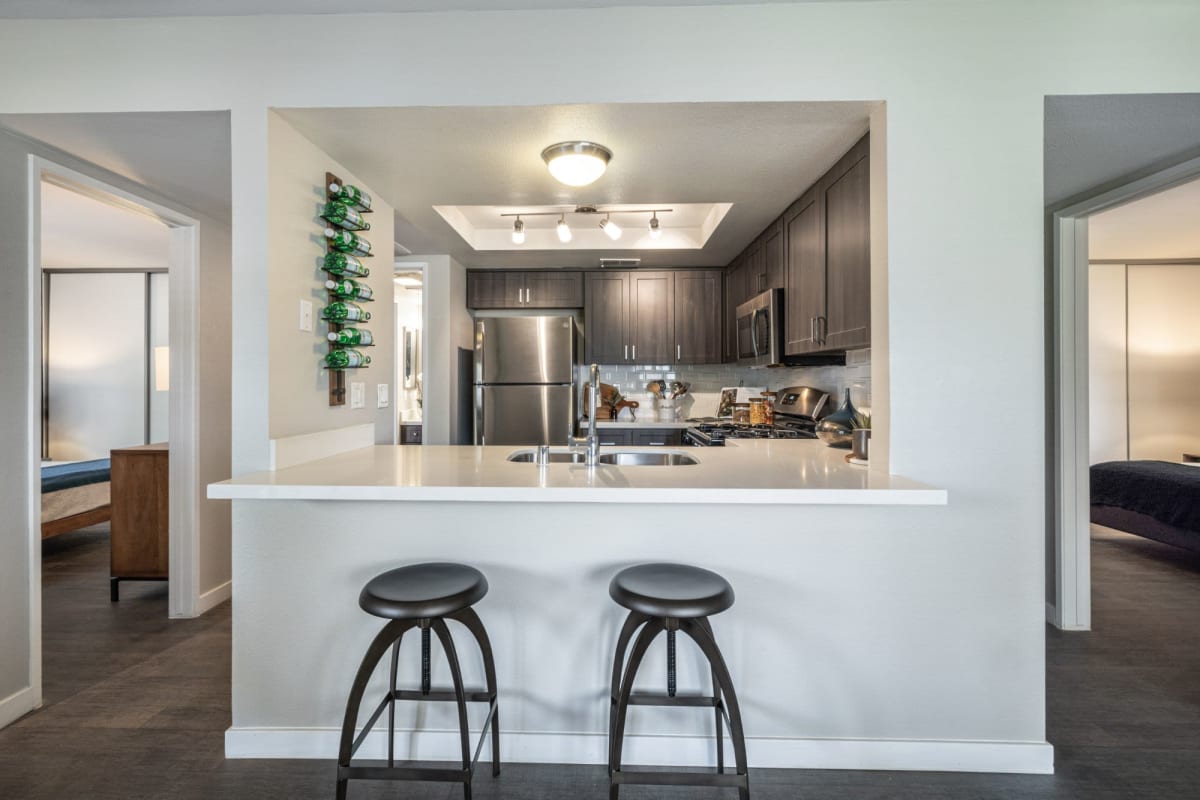 Kitchen area at Hensley at Corona Pointe in Corona, California