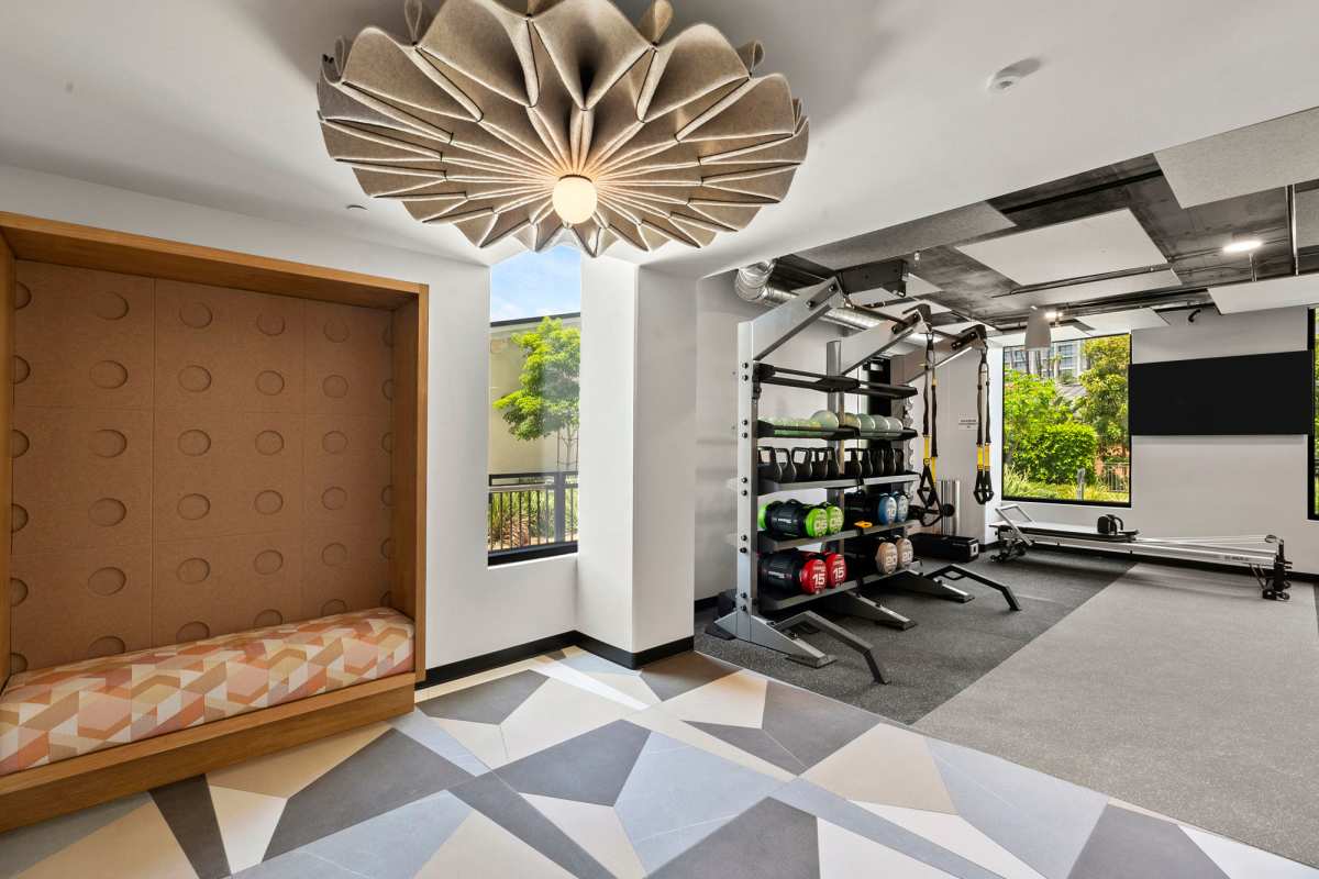 Free weights at The Margo, San Diego, California
