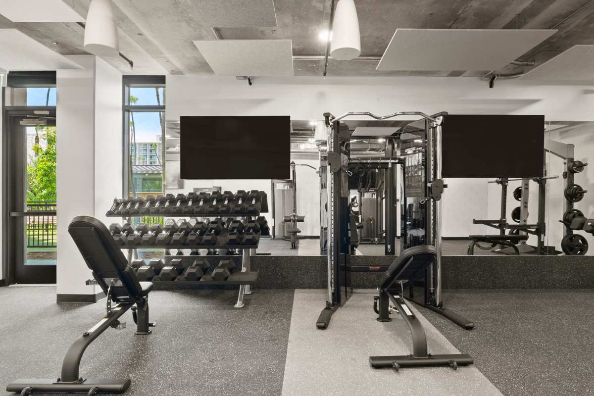 Free weights and machines at The Margo, San Diego, California