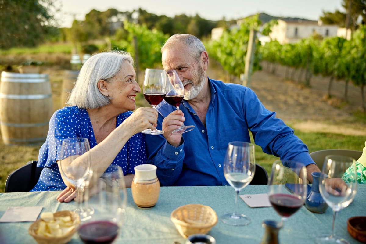 Residents drinking wine at Ponté Palmero in Cameron Park, California
