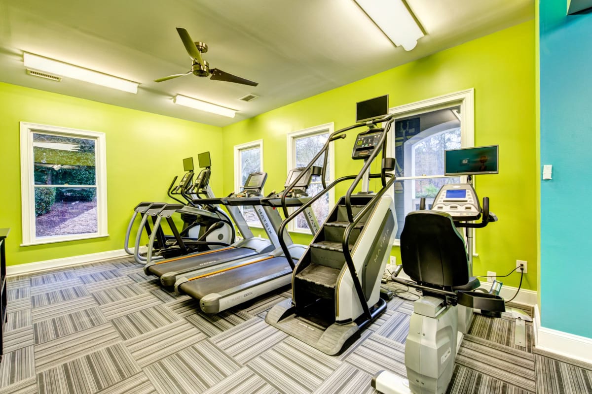 Cardio machines in fitness center at Marquis on Edwards Mill in Raleigh, North Carolina