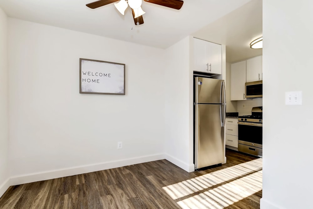 Plank flooring and natural light at Hallfield Apartments in Perry Hall, Maryland