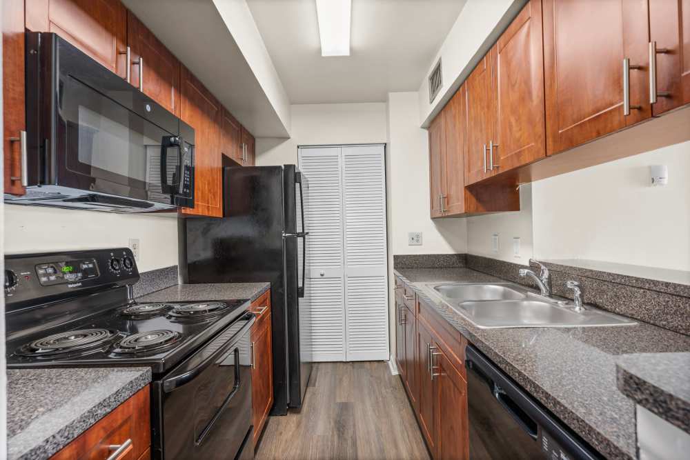 Fully equipped kitchen at Clipper Cove Apartments in Boynton Beach, Florida