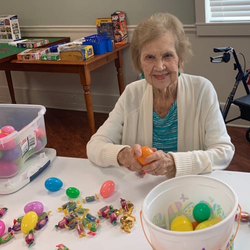 smiling resident at The Florence Presbyterian Community in SC, South Carolina. 