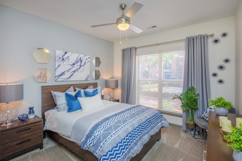 Modern decor in bedroom at Presley Oaks in Charlotte, North Carolina