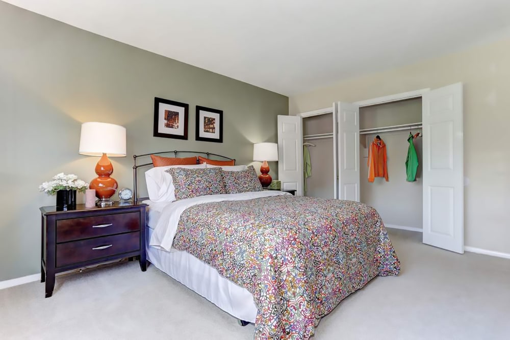 Model bedroom at Hamilton Springs Apartments in Baltimore, Maryland